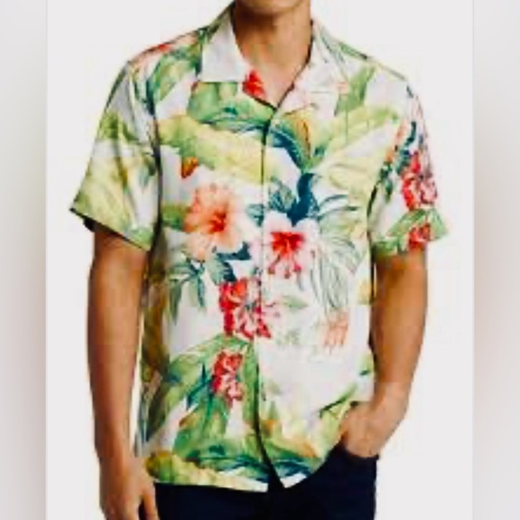 Tommy Bahama Daybreak Hibiscus IslandZone Hawaiian Tropical Camp Shirt XXLNWT